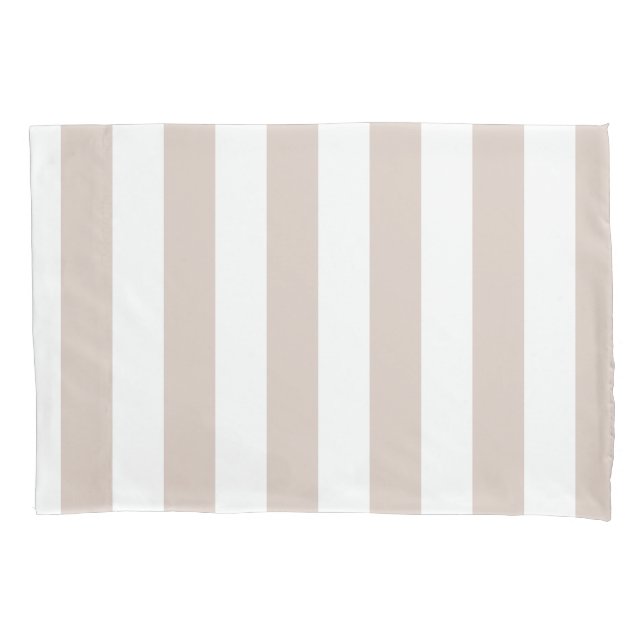 Funda De Cojín Rayas Verticales Beige Y Rayas Blancas (Anverso)