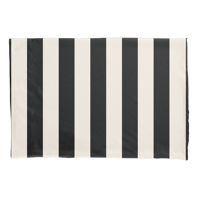 Funda De Cojín Rayas verticales Black And Cream White Striks (Anverso)