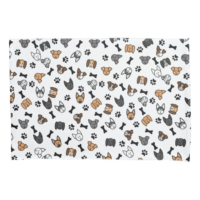 Funda De Cojín Razas divertidas de perro con huesos y pinturas (Anverso)