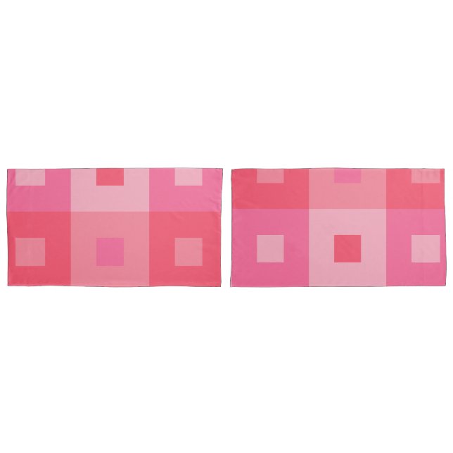 Funda De Cojín Rectángulos de Rosa (Anverso - Set)