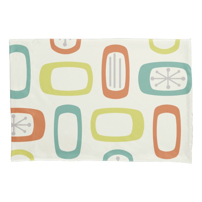 Funda De Cojín Rectángulos redondeados de MCM de medio siglo (Anverso)