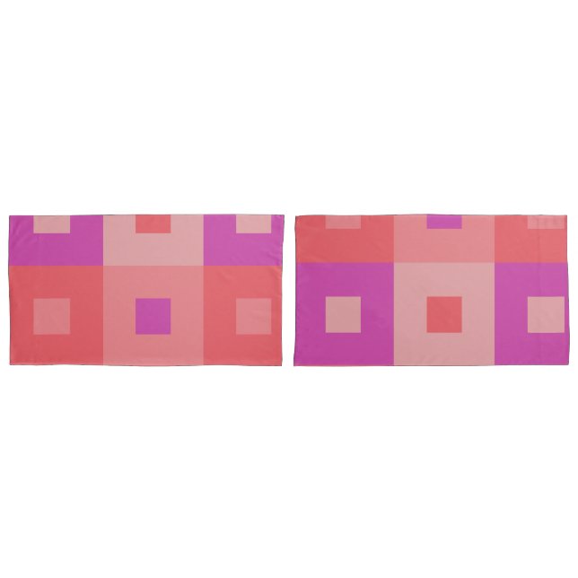 Funda De Cojín Rectángulos rosas (Anverso - Set)