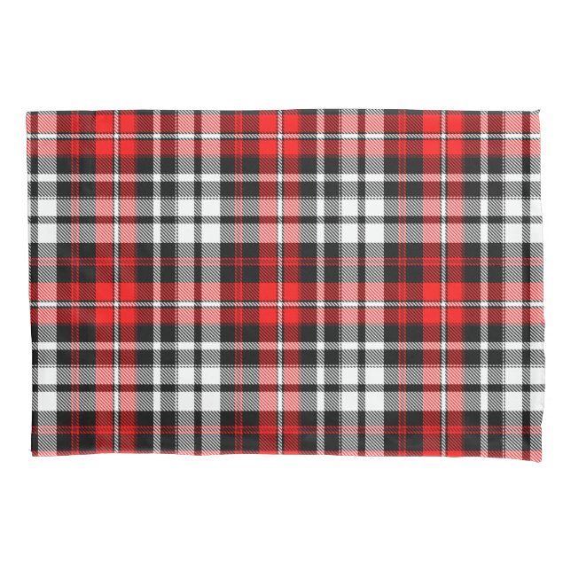 Funda De Cojín Red Black White Plaid Tartan Pattern Design  (Anverso)