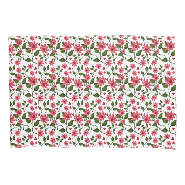 Funda De Cojín Red Floral Seamless Pattern  |  (Anverso)