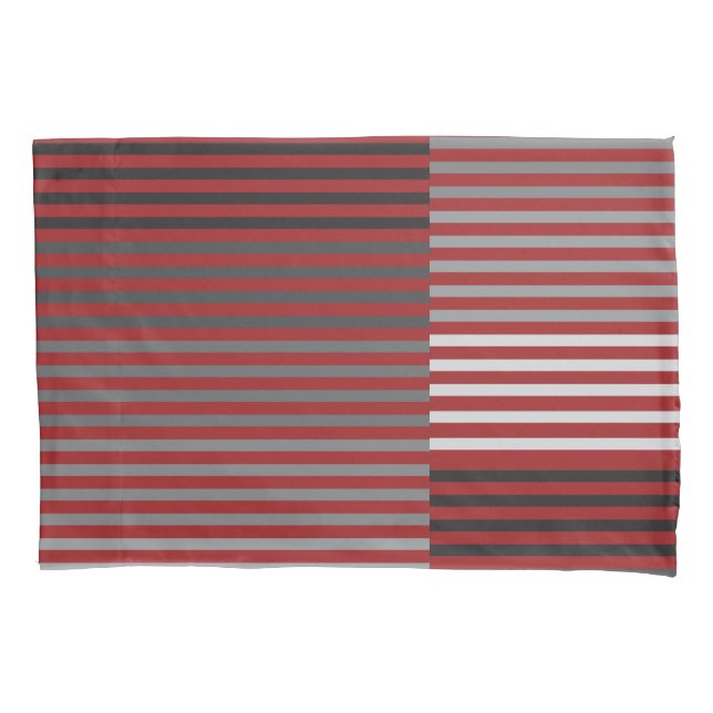 Funda De Cojín Red, Gray, Black, White Stripes (Anverso)