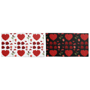 Funda De Cojín Red heart red flowers garden chic floral foliage