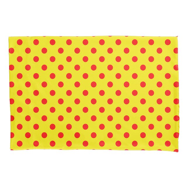 Funda De Cojín Red On Yellow Polka Dots Pattern Design  (Anverso)