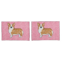 Red Pembroke Welsh Corgi Love Heart Pattern Pink