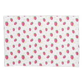 Funda De Cojín Red Pink Strawberry Pattern Cute Flowers