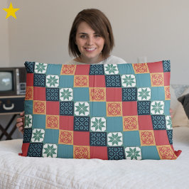 Funda De Cojín Red Teal Orange Classic European Mosaic Tiles