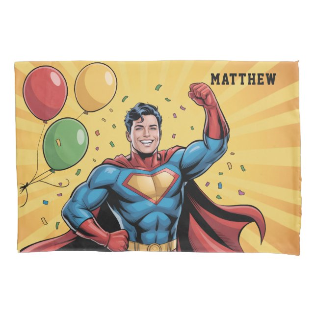 Funda De Cojín Regalo de Cumpleaños para Niños Superhéroes (Anverso)