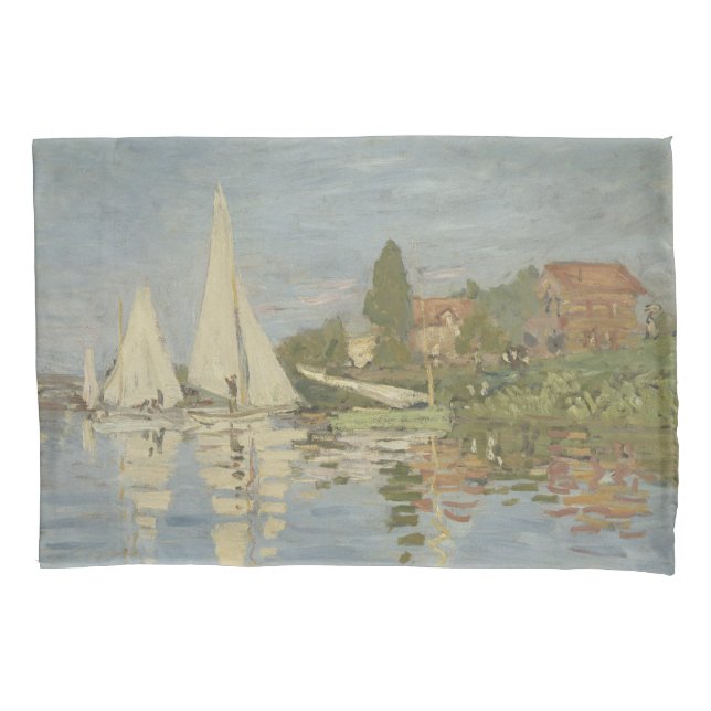 Funda De Cojín Regattas at Argenteuil, OIl Painting, Claude Monet (Anverso)