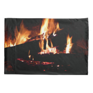 Funda De Cojín Registros en la fotografía de fuego cálido de la c