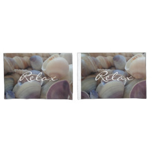 Funda De Cojín Relájese en las conchas de la playa de verano Foto