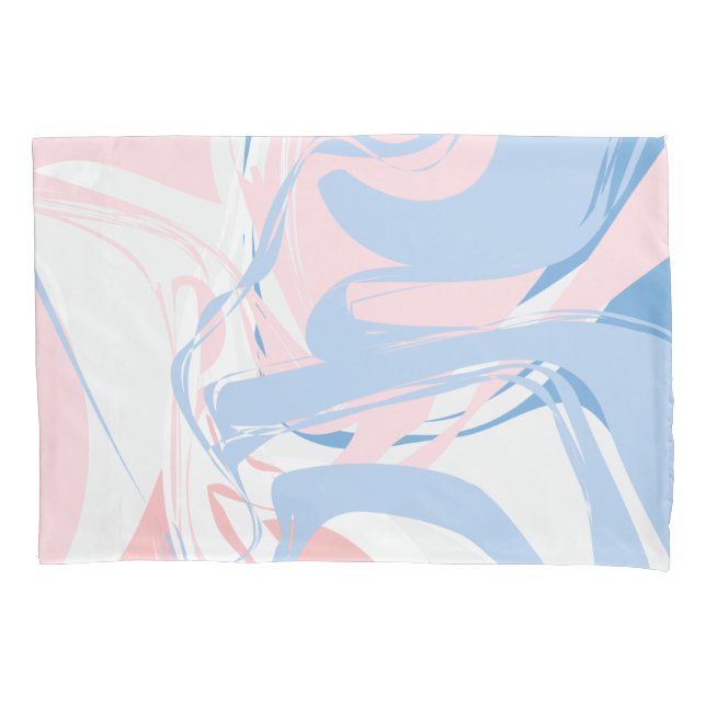 Funda De Cojín Remolino de mármol blanco azul rosa  (Anverso)