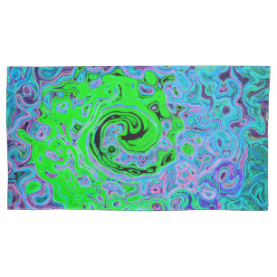 Funda De Cojín Remolino Líquido Retro Abstracto Groovy Verde Lima