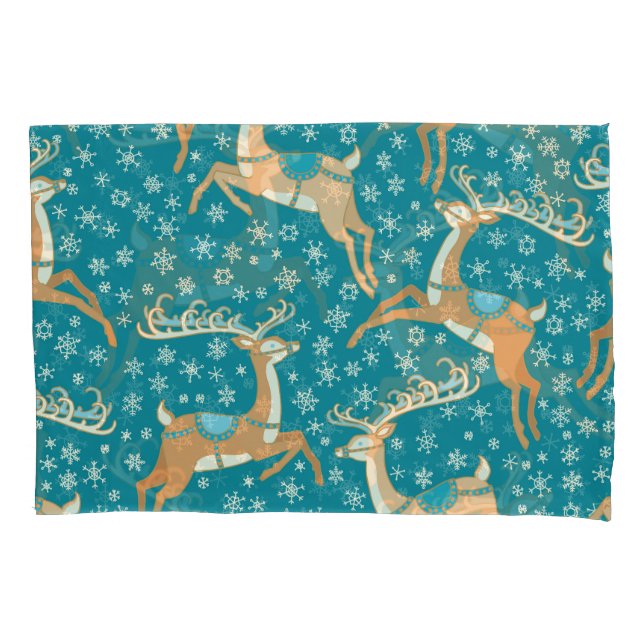 Funda De Cojín Reno navidad: Vintage Seamless Pattern. (Anverso)