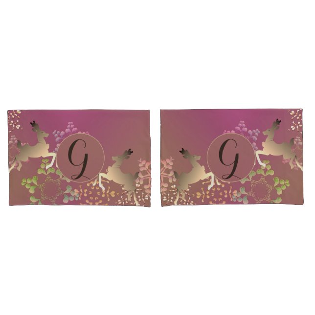 Funda De Cojín Reno y copos de nieve morado (Anverso - Set)