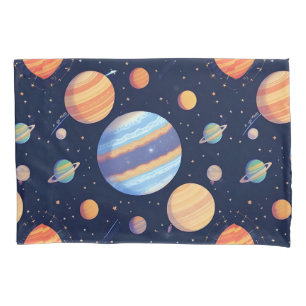 Funda De Cojín Representación Artística Colorida de Planetas y Es