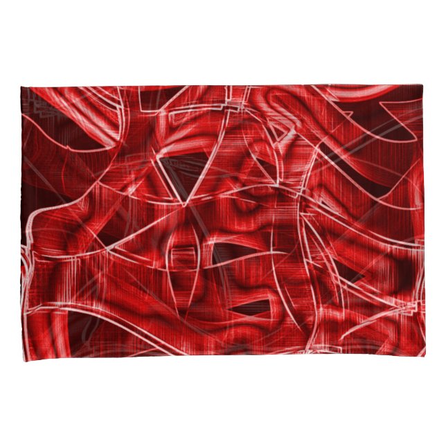 Funda De Cojín Restos de cintas acrílicas rojas superpuestos (Anverso-Derecho)