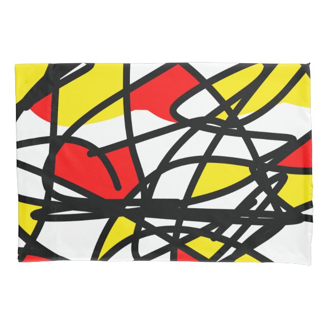 Funda De Cojín Resumen Arte Amarillo Rojo Blanco Blanco (Anverso)