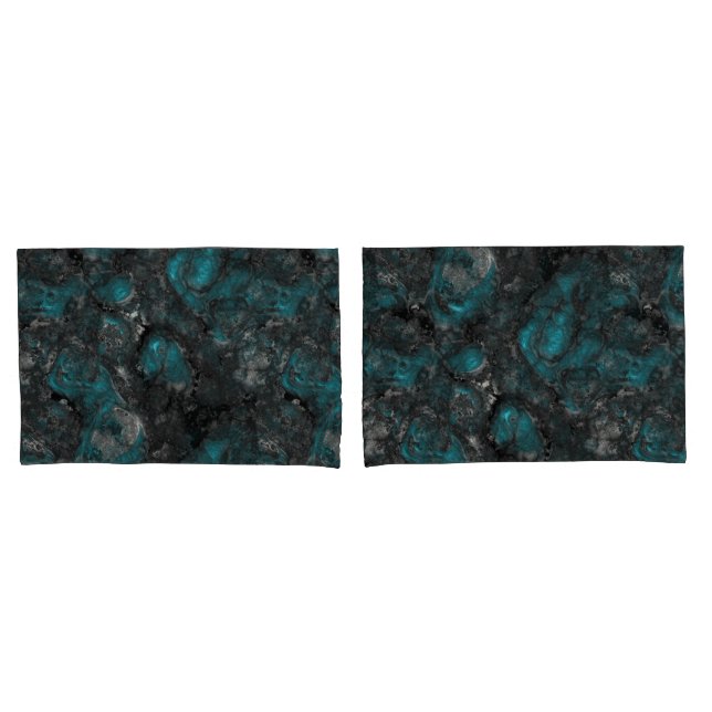 Funda De Cojín Resumen de piedra plateada y turquesa (Anverso - Set)