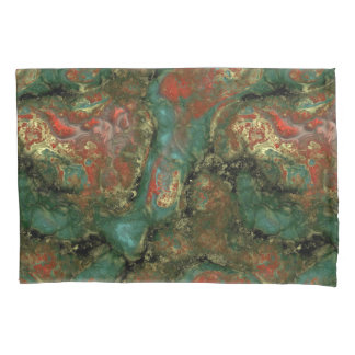 Funda De Cojín Resumen de piedra roja, negra y turquesa