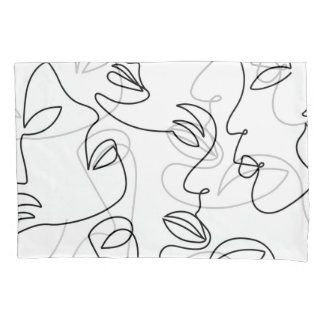 Funda De Cojín Resumen de un patrón de caras de línea