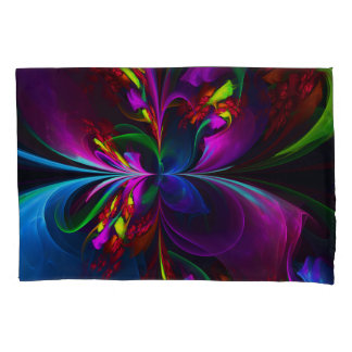 Funda De Cojín Resumen floral moderno Patrón azul rojo del arte #