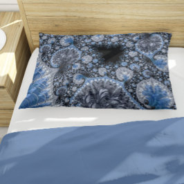 Funda De Cojín Resumen Fractal azul negro