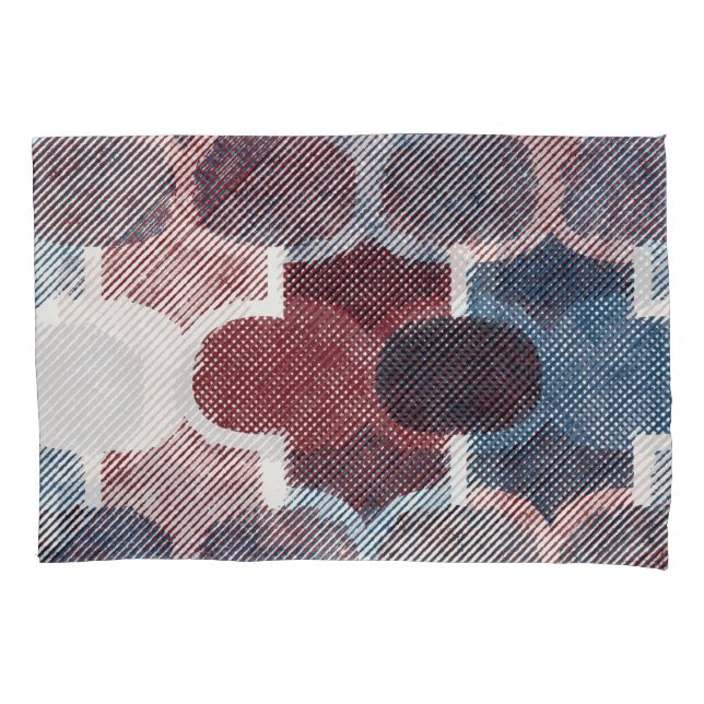 Funda De Cojín Resumen geométrico Patrón azul rojo (Anverso)