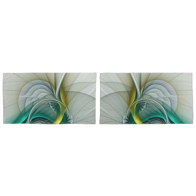 Funda De Cojín Resumen hipnótico Fractal Verde azulado Turquesa d (Anverso - Set)