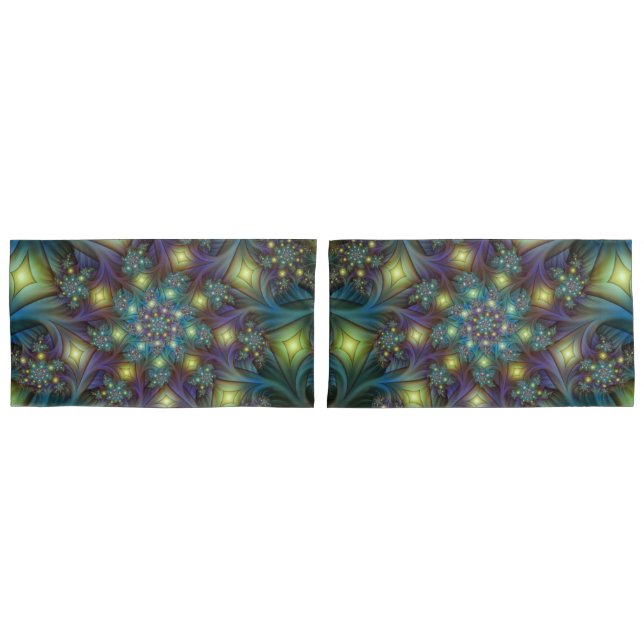 Funda De Cojín Resumen ilustrado brillante arte fractal púrpura V (Anverso - Set)