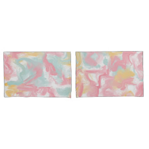 Funda De Cojín Resumen Impasto Pintar Coral Amarillo Turquesa