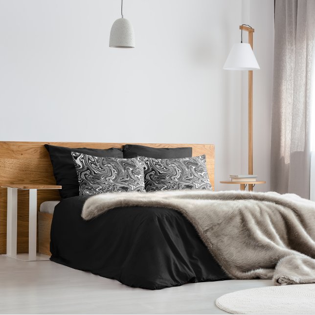 Funda De Cojín Resumen Mármol Líquido Blanco y Negro (Subido por el creador)