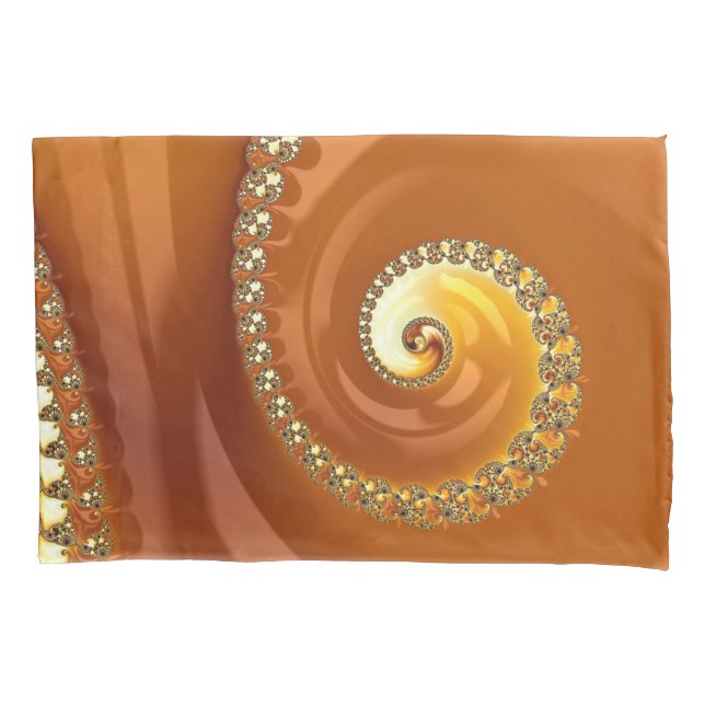 Funda De Cojín Resumen Naranja dorado gradiente espiral fractal (Anverso)