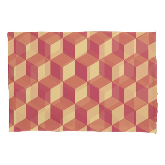 Funda De Cojín Resumen Naranja Patrón de cubo rojo (Anverso)