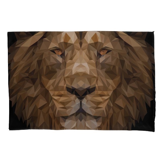 Funda De Cojín Retrato de león geométrico (Anverso)