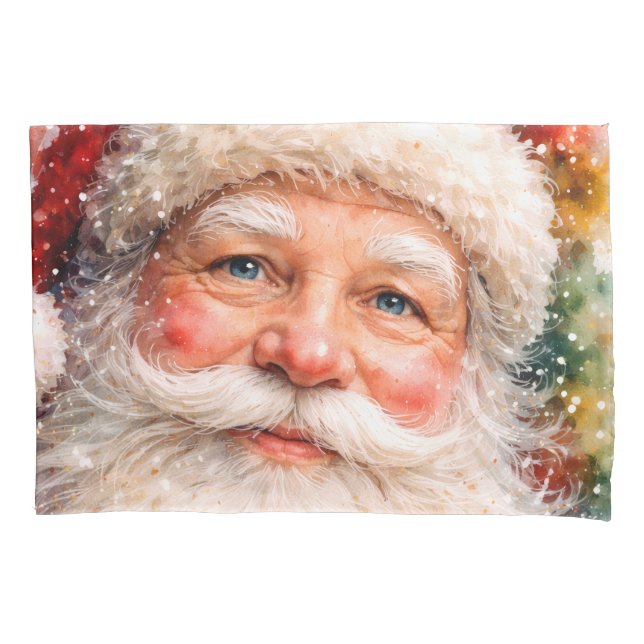 Funda De Cojín retrato de Santa Claus en Navidad alegre (Anverso)