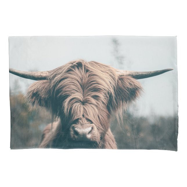 Funda De Cojín Retrato de vaca Highland (Anverso)