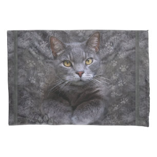 Funda De Cojín Retrato Gris Cat