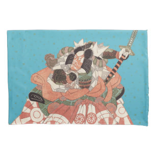 Funda De Cojín Retrato japonés vintage - Guerrero con espada