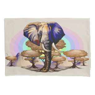 Funda De Cojín Retrato surrealista de elefante africano