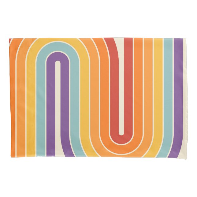 Funda De Cojín Retro 1970s Style Arched Stripes Geometric Pattern (Anverso-izquierdo)