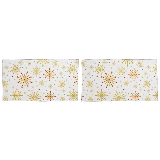 Funda De Cojín Retro Atómico Medio Siglo Mod Rojo & Oro (Anverso - Set)