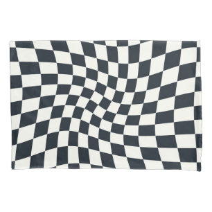 Funda De Cojín Retro Black White Checks Warped Dorm