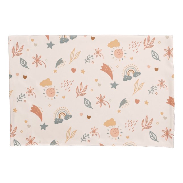 Funda De Cojín Retro Boho acuarela Arcoiris Neutral (Anverso)