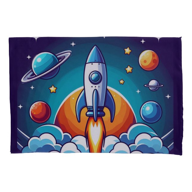 Funda De Cojín Retro, cohete espacial exterior (Anverso)