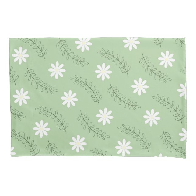 Funda De Cojín Retro Floral Verde Sage caprichoso, alegre (Anverso)