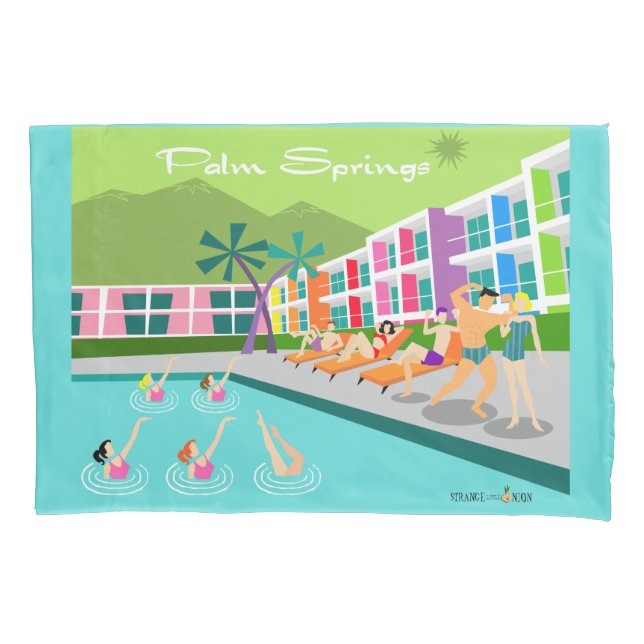 Funda De Cojín Retro Palm Springs Hotel Pillowcase (Anverso)